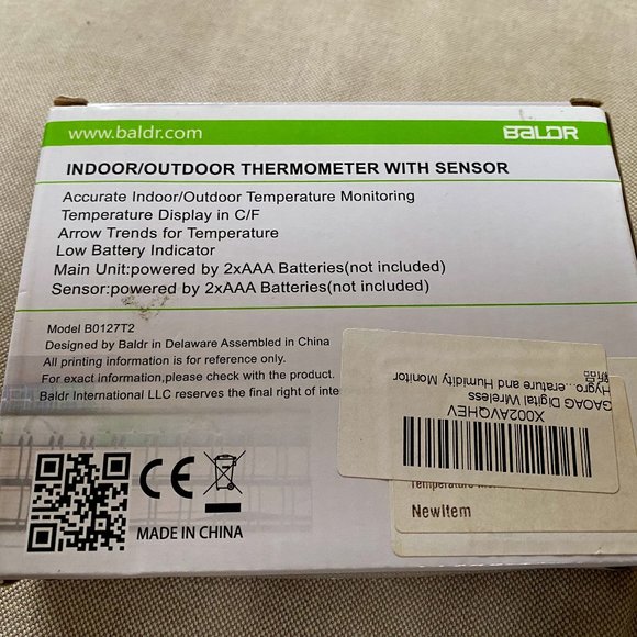 Wireless Indoor/Outdoor Thermometer - Surface or Wall Mounted Monitor, 2.5” LCD - Picture 8 of 8